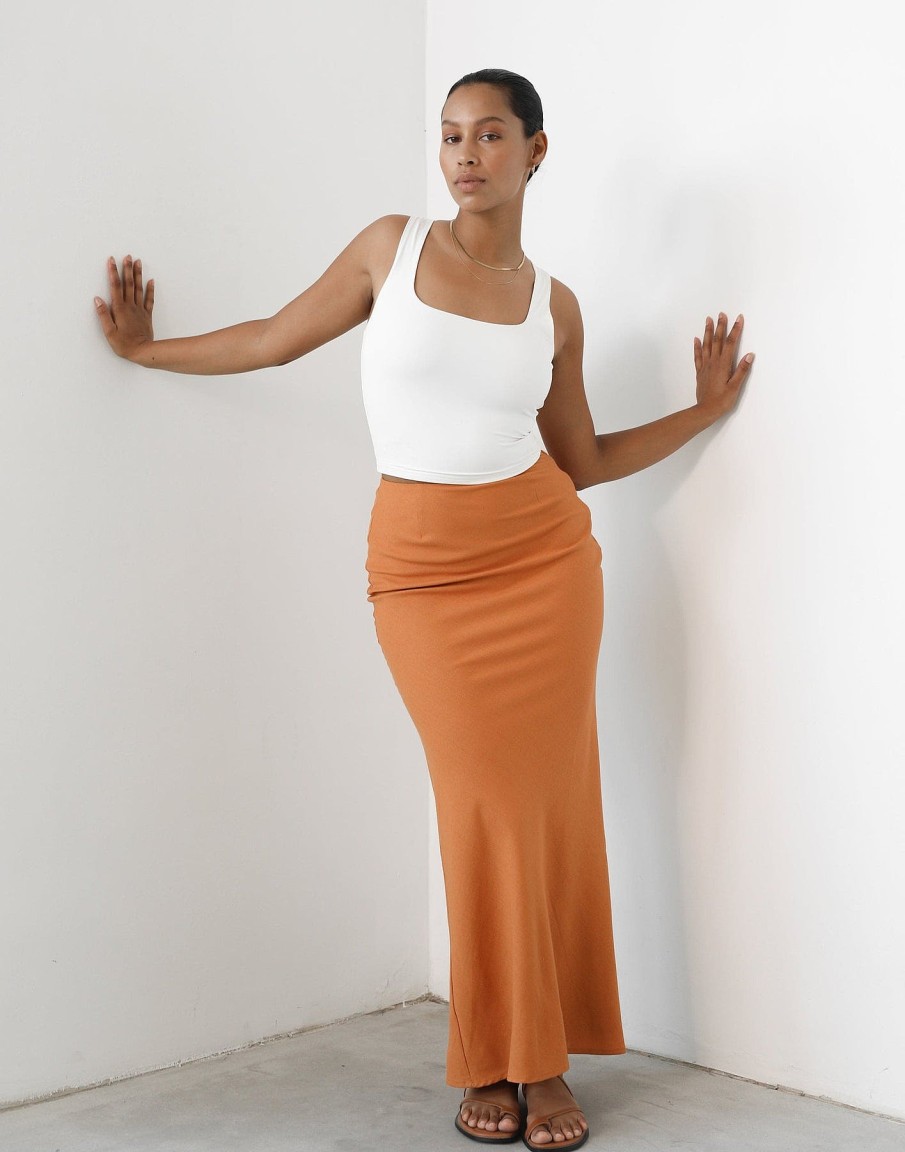 Clothing Charcoal Clothing Skirts | Cleo Linen Maxi Skirt (Tangerine)