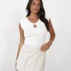 Clothing Charcoal Clothing Crop Tops | Arianah Top (White)