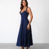 Clothing CHARCOAL Partywear | Carolina Maxi Dress (Dark Denim)