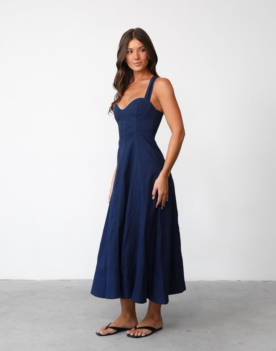 Clothing CHARCOAL Partywear | Carolina Maxi Dress (Dark Denim)