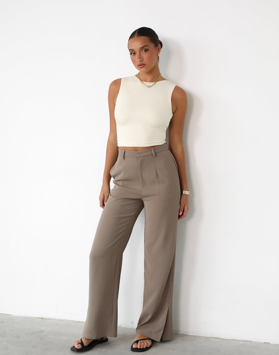 Clothing Charcoal Clothing Basics Edit | Indi Crop Top (Cream)