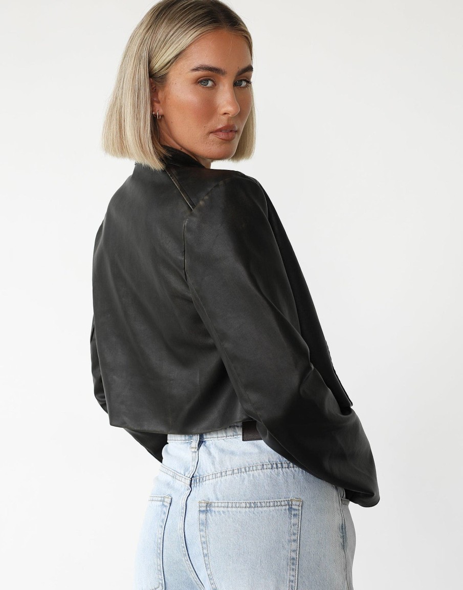 Clothing Charcoal Clothing Jackets + Coats | Harley Cropped Jacket (Black)