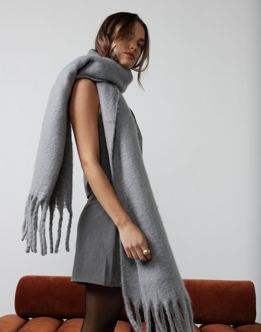 Accessories Charcoal Clothing Scarves | Zara Scarf (Concrete Grey)