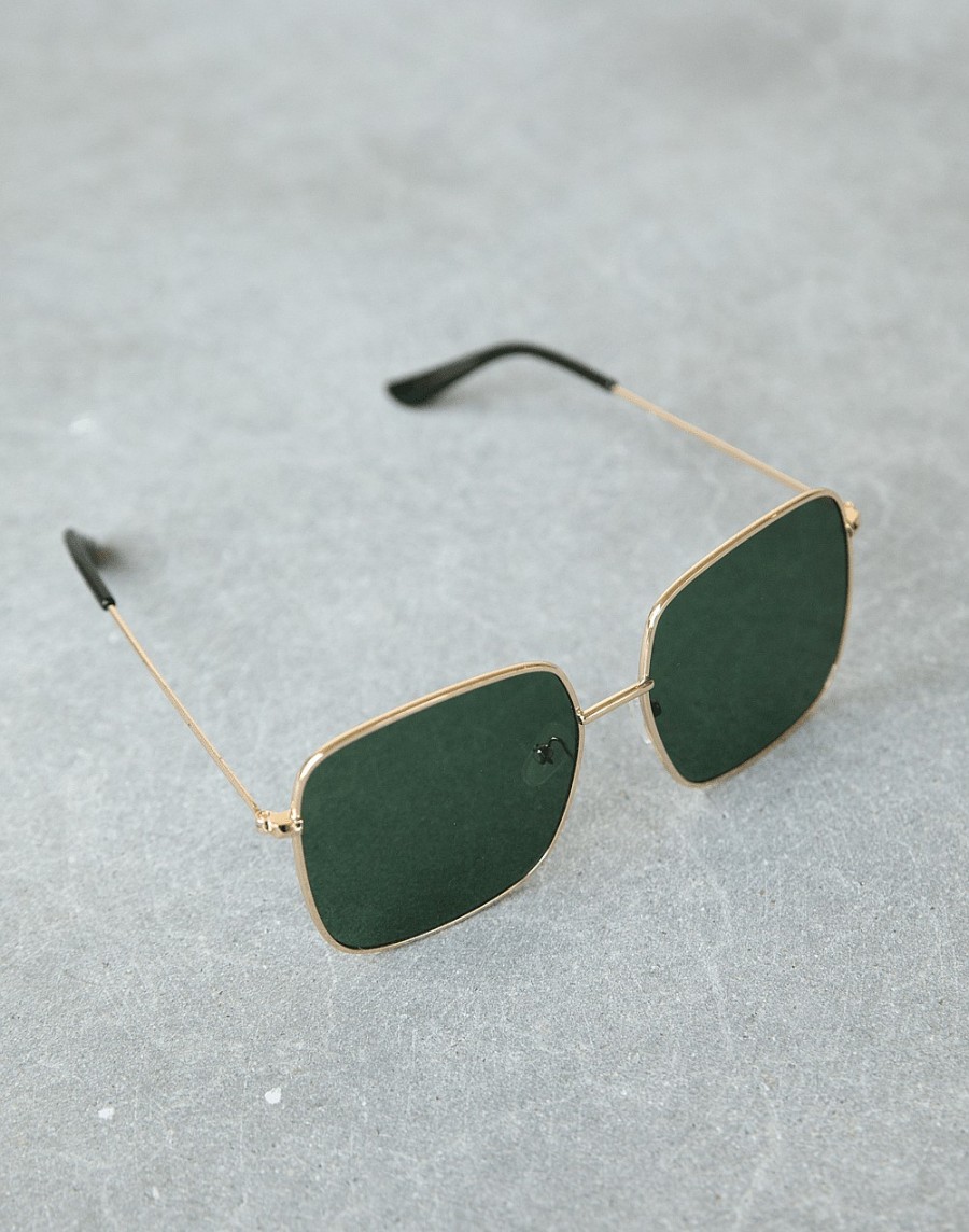 Accessories Charcoal Clothing | No Time Sunglasses (Gold/Green)