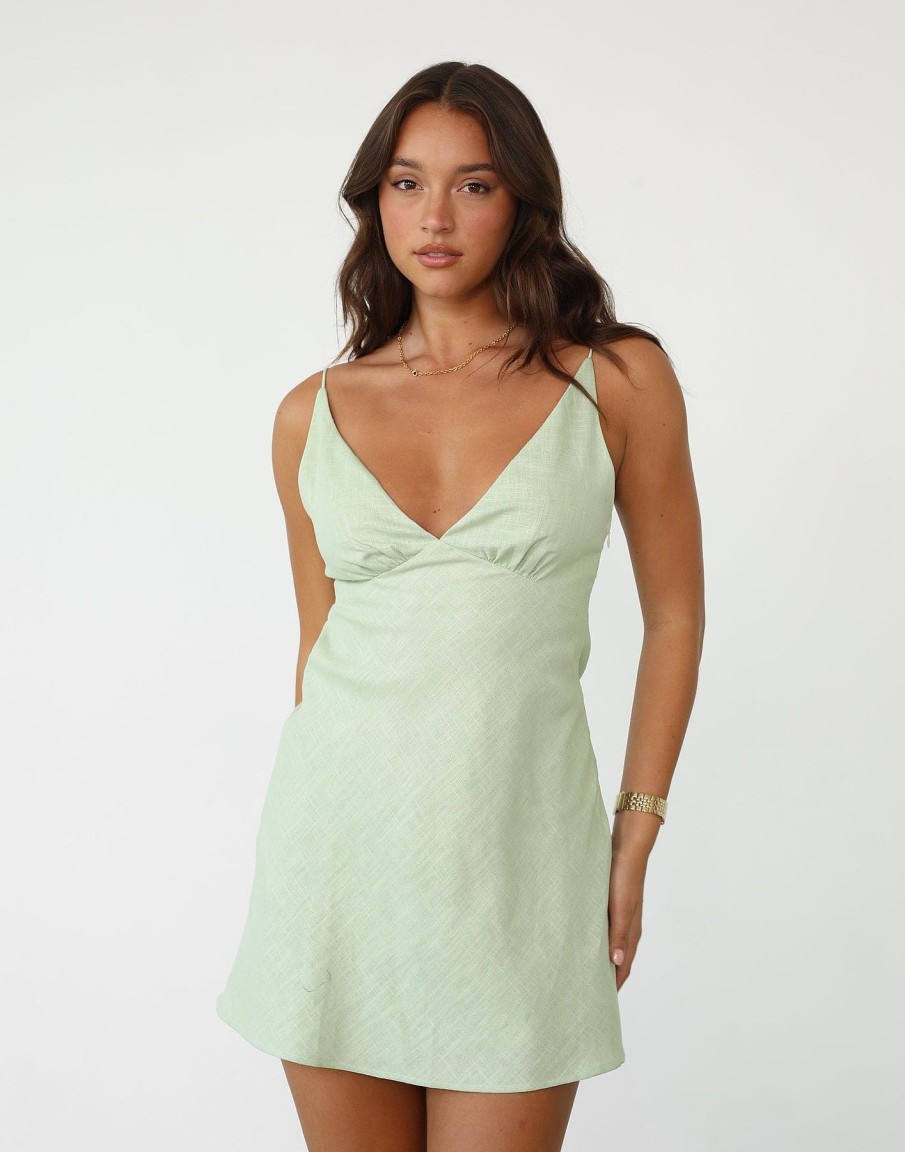 Clothing CHARCOAL Partywear | Vivi Mini Dress (Pistachio)