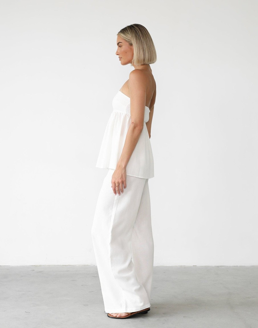 Clothing Charcoal Clothing Pants | Tarsha Linen Pants (White)