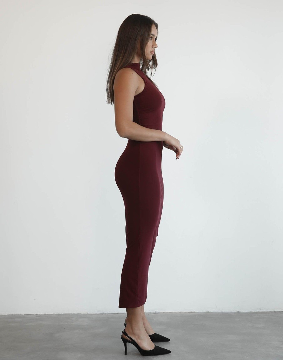 Clothing Charcoal Clothing Maxi Dresses | Breaking News Mesh Maxi Dress (Plum)