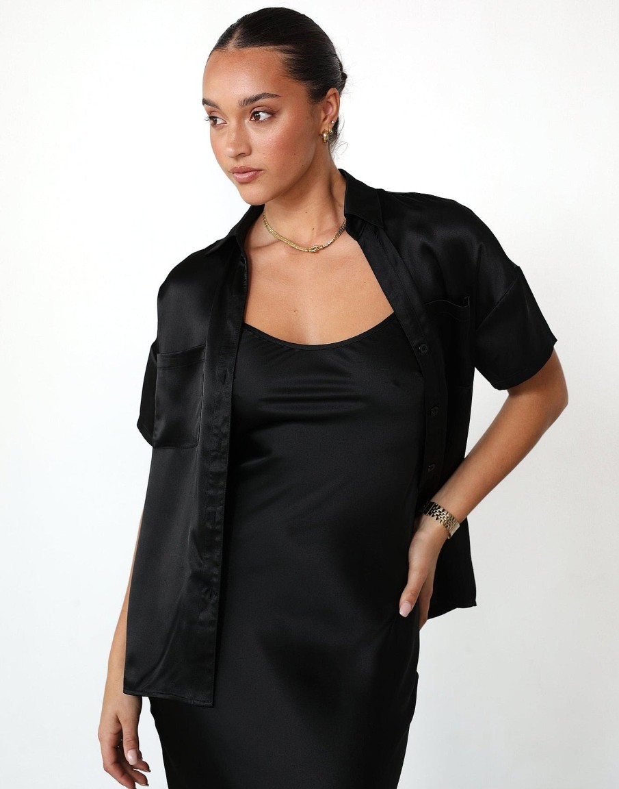 Clothing Charcoal Clothing Shirts + Blouses | Martha Shirt (Black)