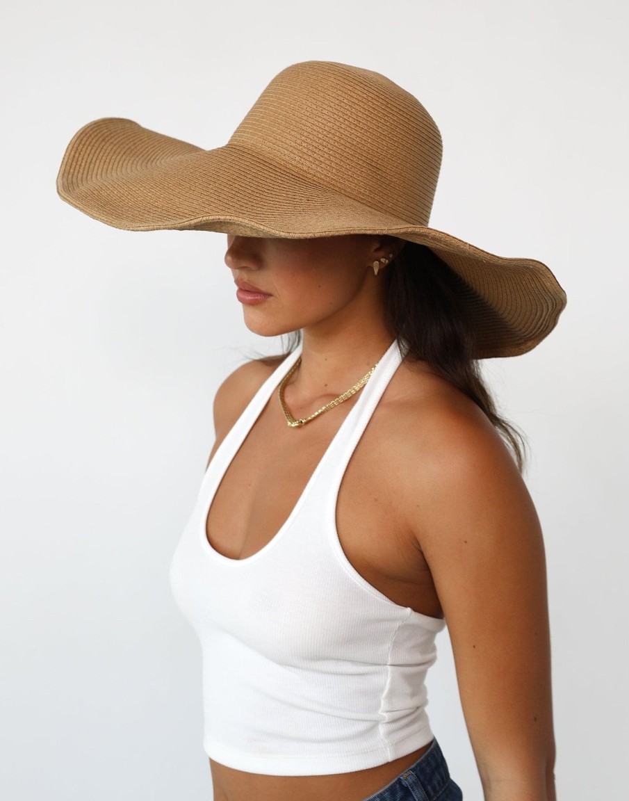 Accessories Charcoal Clothing Hats | Sofia Wide Brim Straw Hat (Caramel)