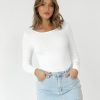 Clothing Into Fashion Long Sleeve Tops | Shayne Bodysuit (White)