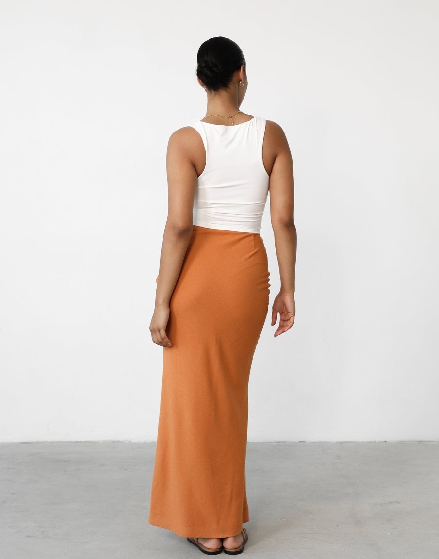 Clothing Charcoal Clothing Skirts | Cleo Linen Maxi Skirt (Tangerine)