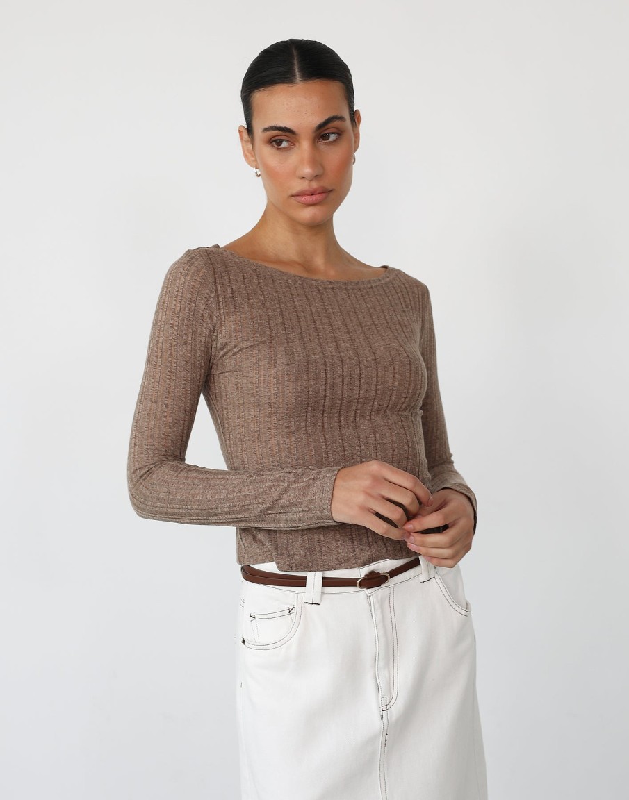 Clothing Charcoal Clothing Long Sleeve Tops | Mona Long Sleeve Top (Mocha)