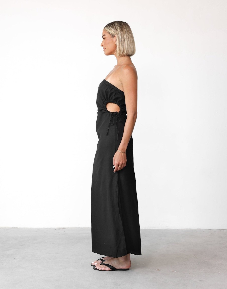 Clothing CHARCOAL Maxi Dresses | Mikaela Maxi Dress (Black)