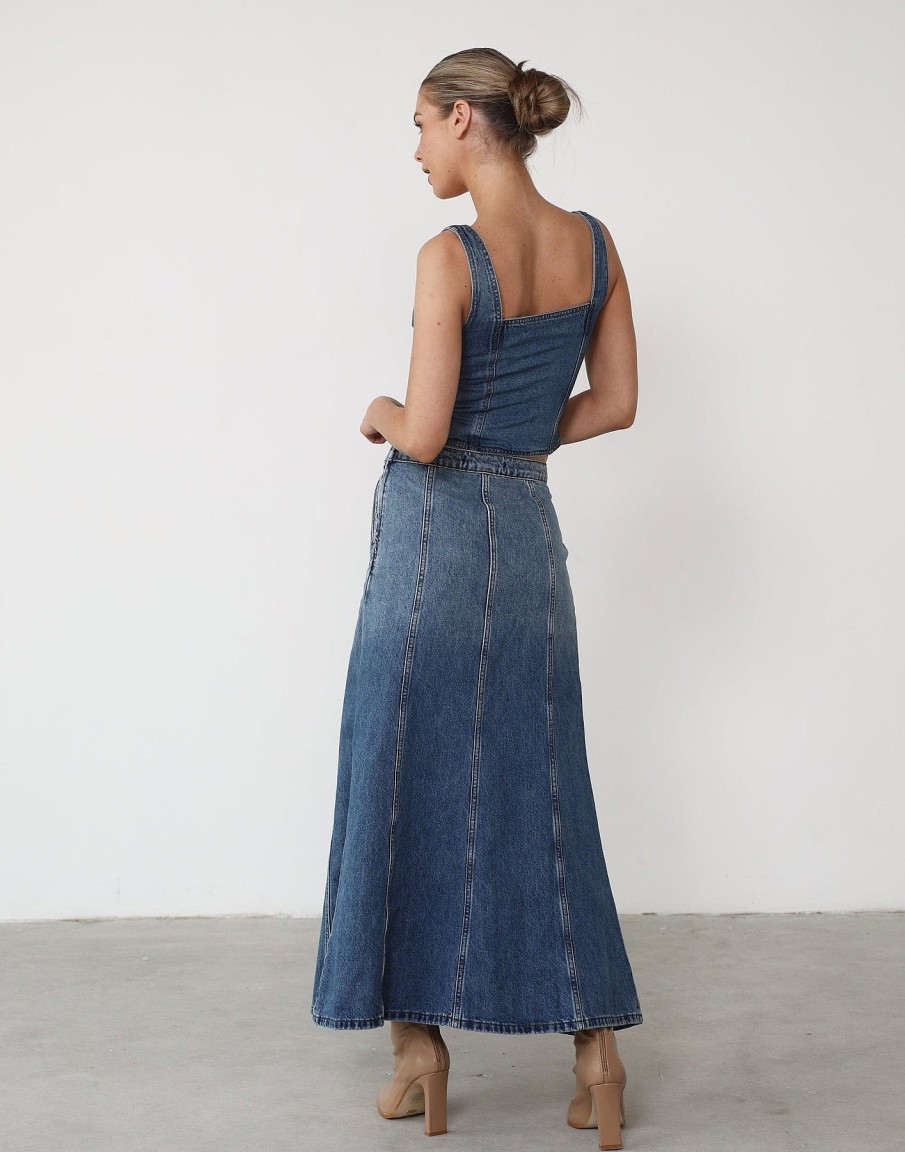 Clothing Lioness Denim Edit | Wyoming Denim Skirt (Blue Denim) - By Lioness