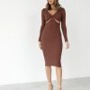 Clothing Shareen Midi Dresses | Cassandra Midi Dress (Brown)