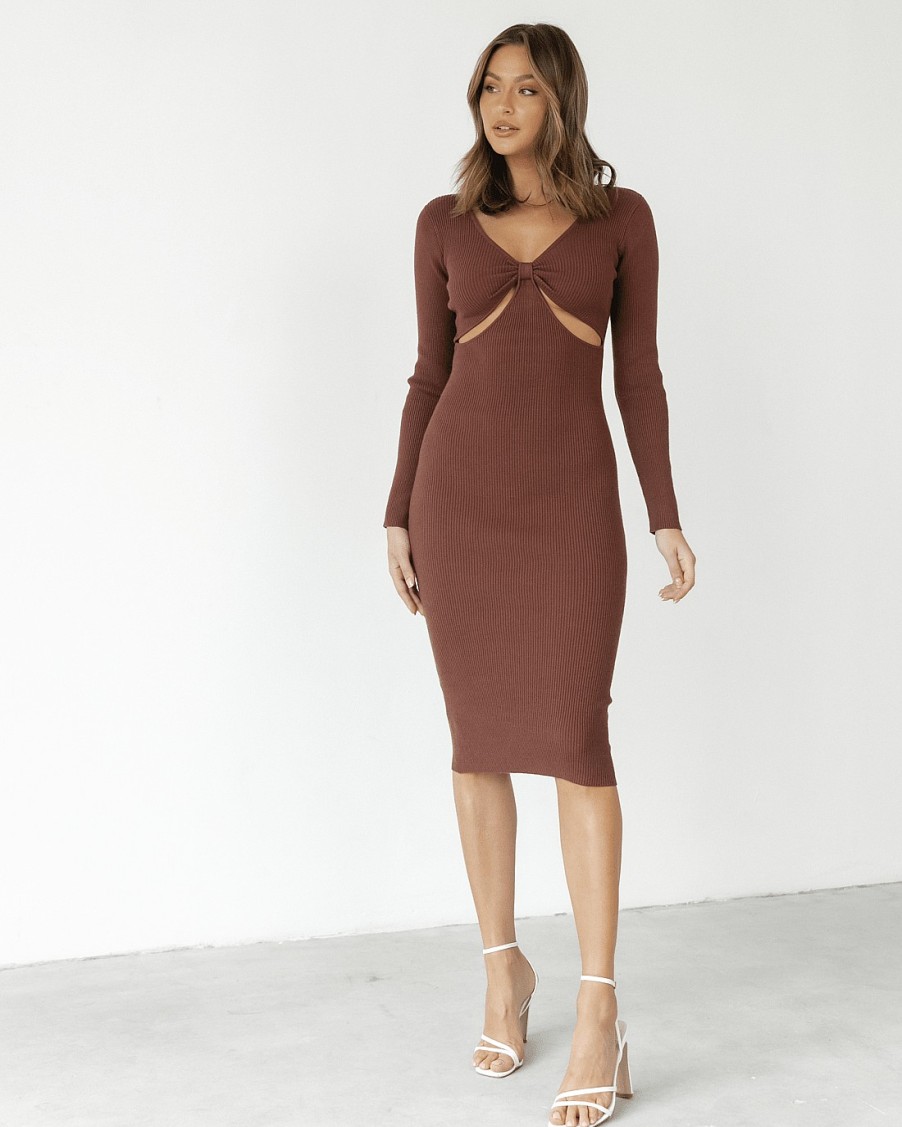 Clothing Shareen Midi Dresses | Cassandra Midi Dress (Brown)