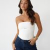 Clothing Lioness Crop Tops | Allure Strapless Top (Porcelain) - By Lioness