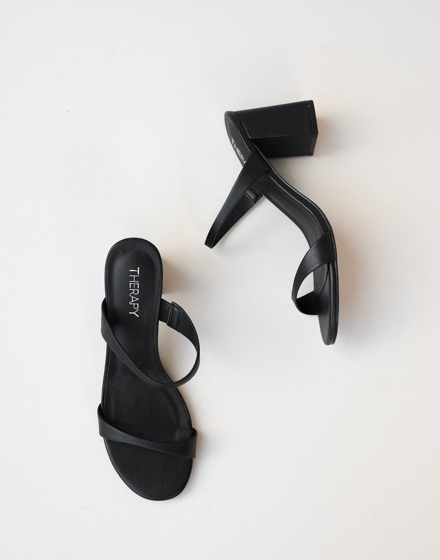 Shoes Therapy | Kirra Heels (Black Smooth Pu) - By Therapy