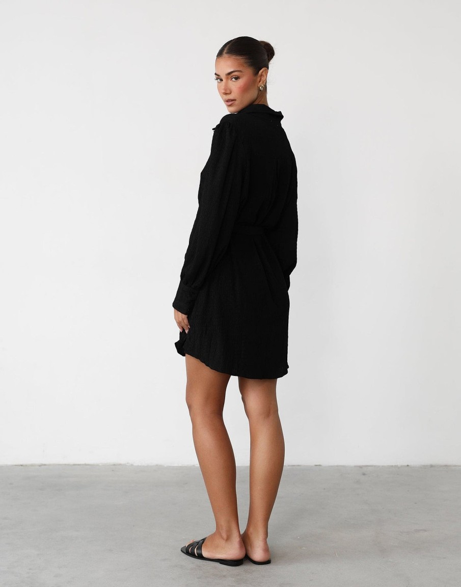 Clothing White Closet Partywear | Atarah Long Sleeve Mini Dress (Black)