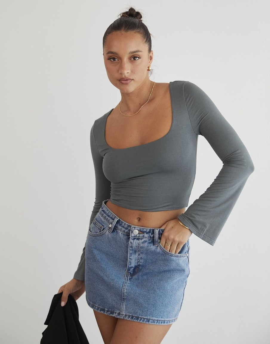 Clothing Luvalot Long Sleeve Tops | Hara Long Sleeve Top (Charcoal)