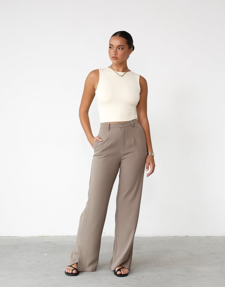 Clothing Charcoal Clothing Basics Edit | Indi Crop Top (Cream)