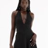 Clothing Charcoal Clothing Partywear | Victoria Mini Dress (Black)