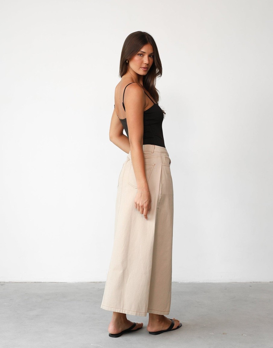 Clothing CHARCOAL Denim Edit | Yana Maxi Skirt (Beige)