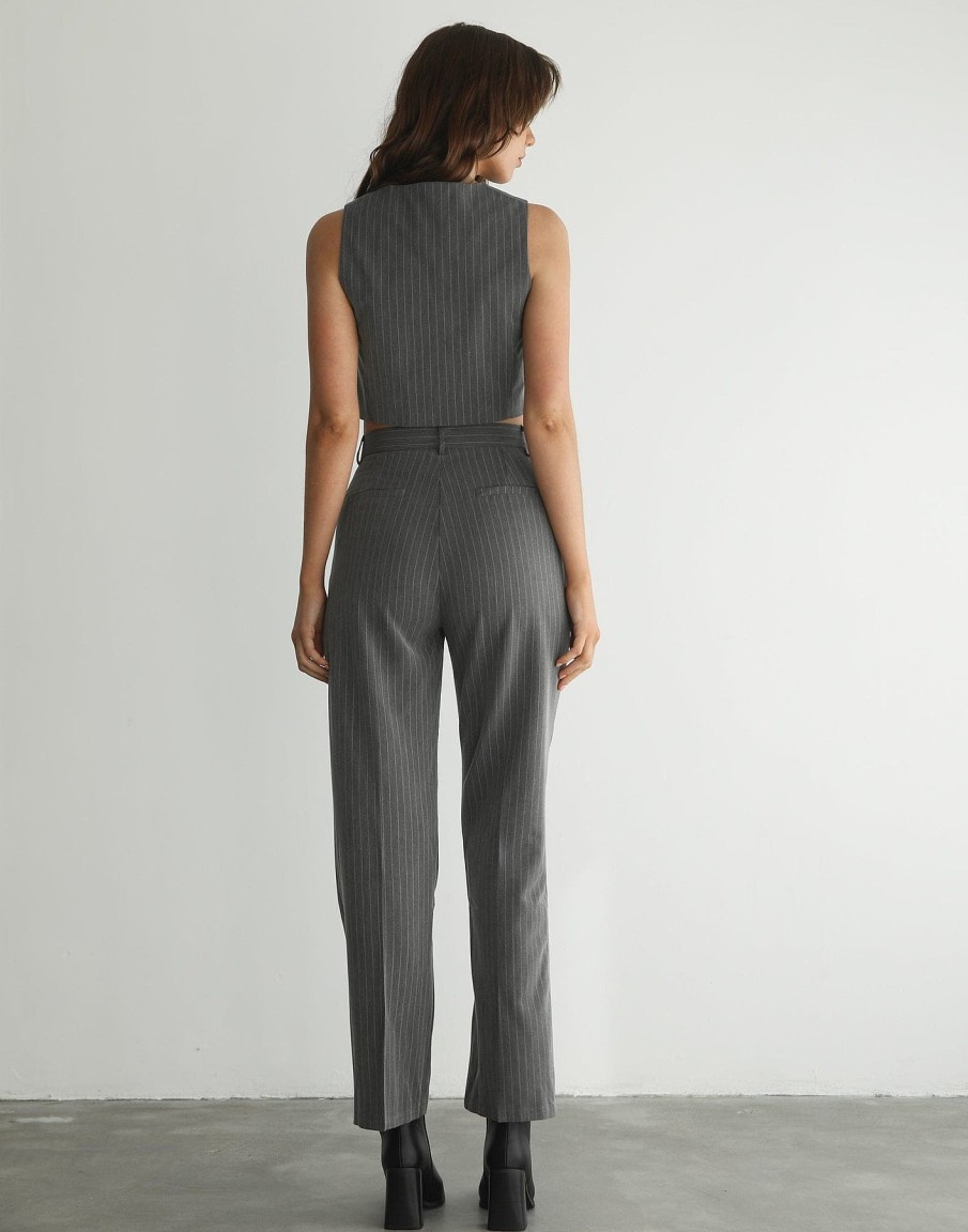 Clothing Pink Diamond Workwear | Amaria Pants (Grey Pinstripe)