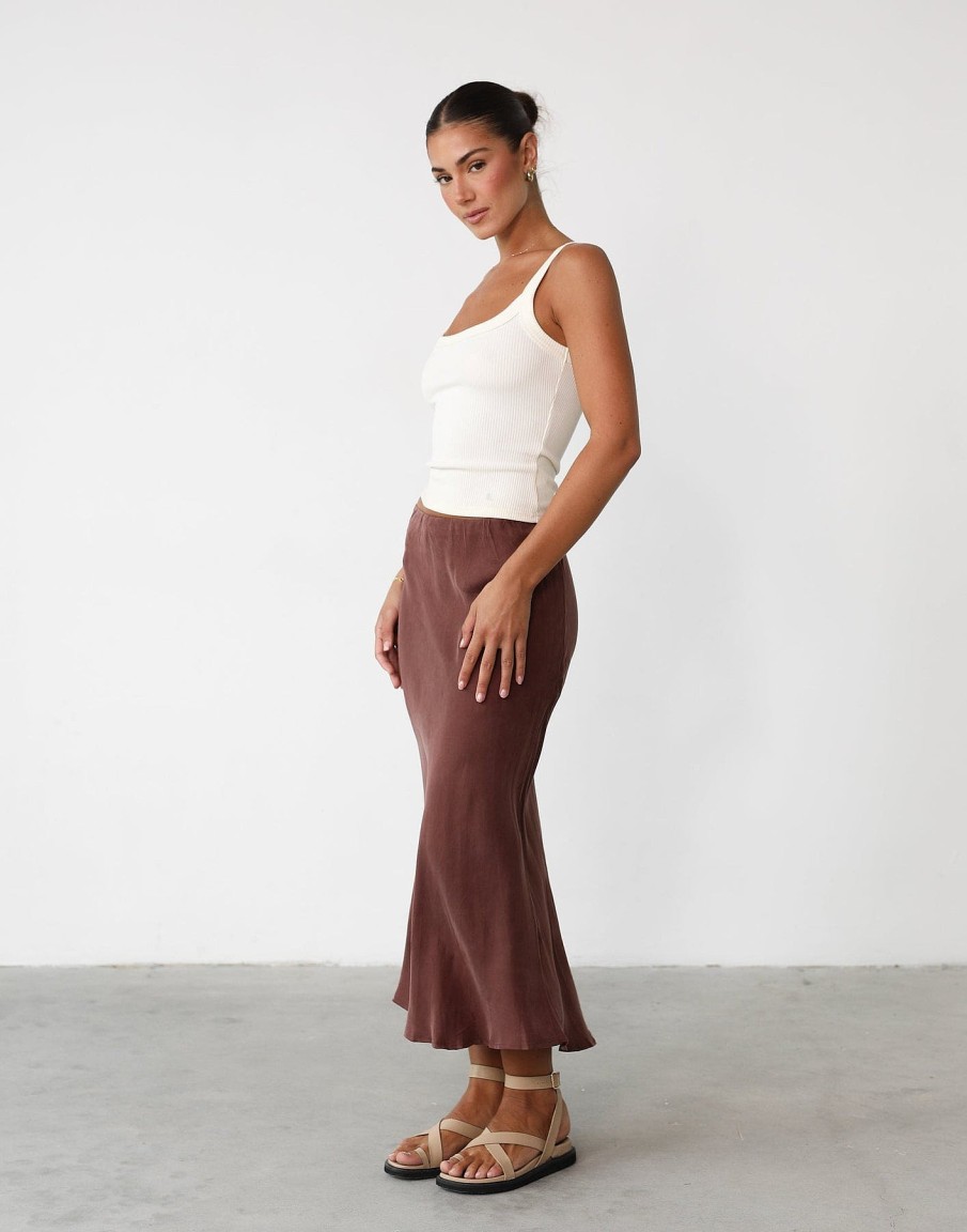 Clothing White Closet Basics Edit | Mimi Midi Skirt (Chestnut)