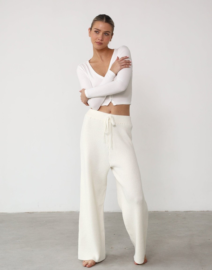 Clothing Qtrend Pants | Tavinia Knit Pants (Cream)