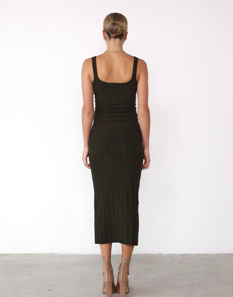 Clothing Charcoal Clothing Partywear | Ephemeral Maxi Dress (Moss)