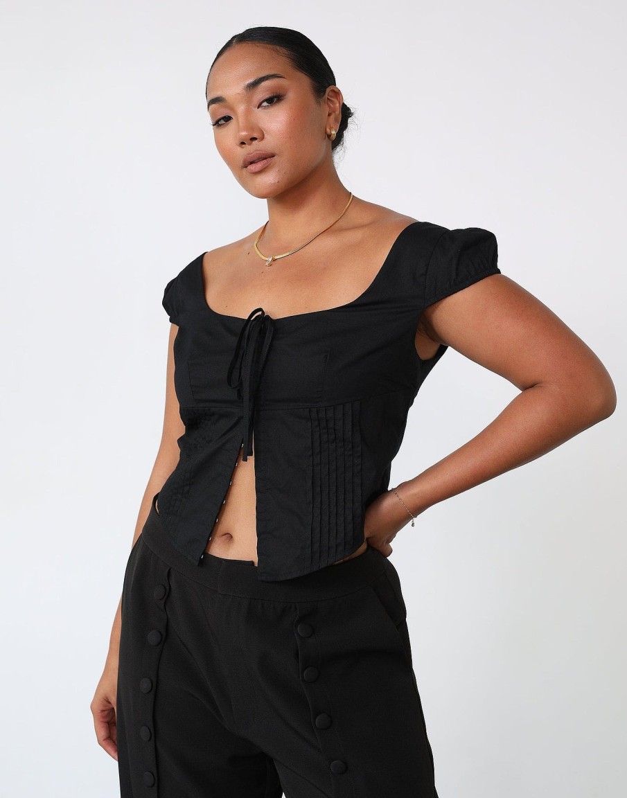 Clothing Charcoal Clothing Basics Edit | Faye Top (Black)