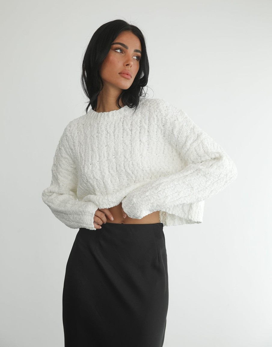 Clothing Qtrend Jumpers + Cardigans | Seba Knit Jumper (White)