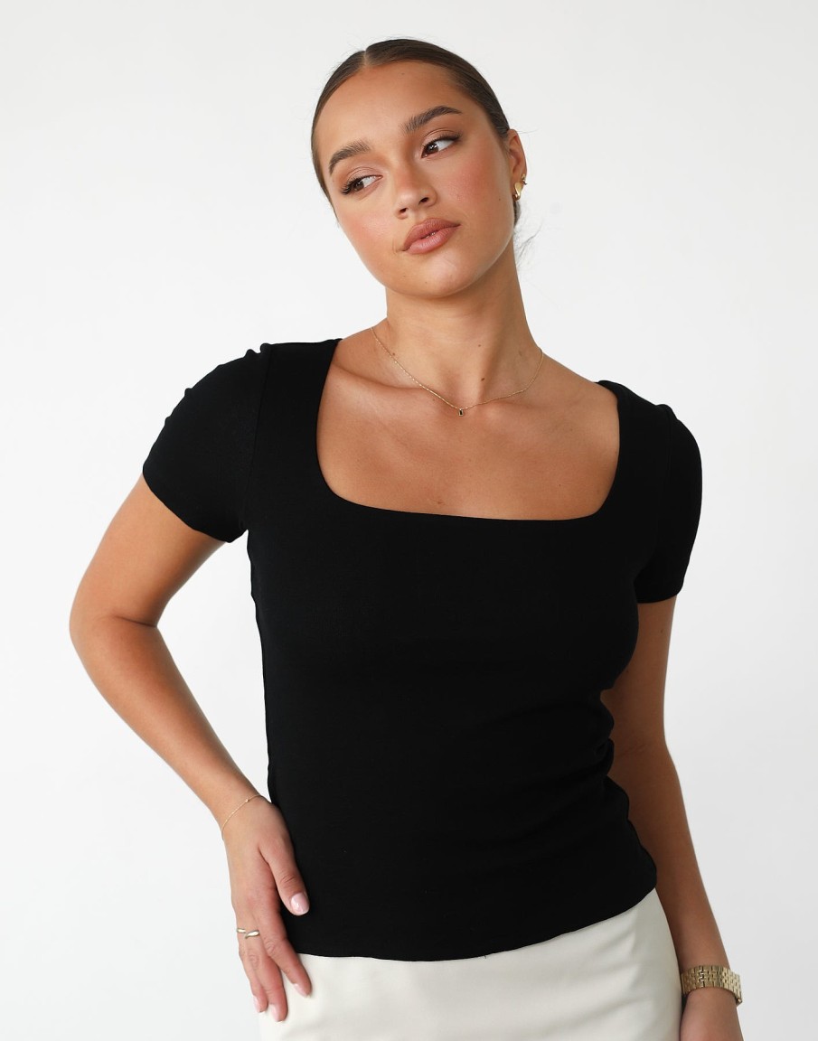 Clothing White Closet Basics Edit | Zhari Top (Black)