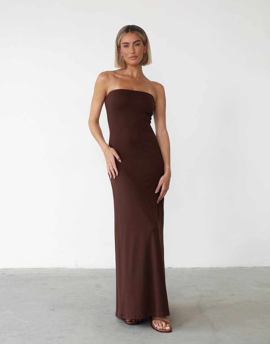 Clothing Charcoal Clothing Partywear | Ada Maxi Dress (Cocoa)