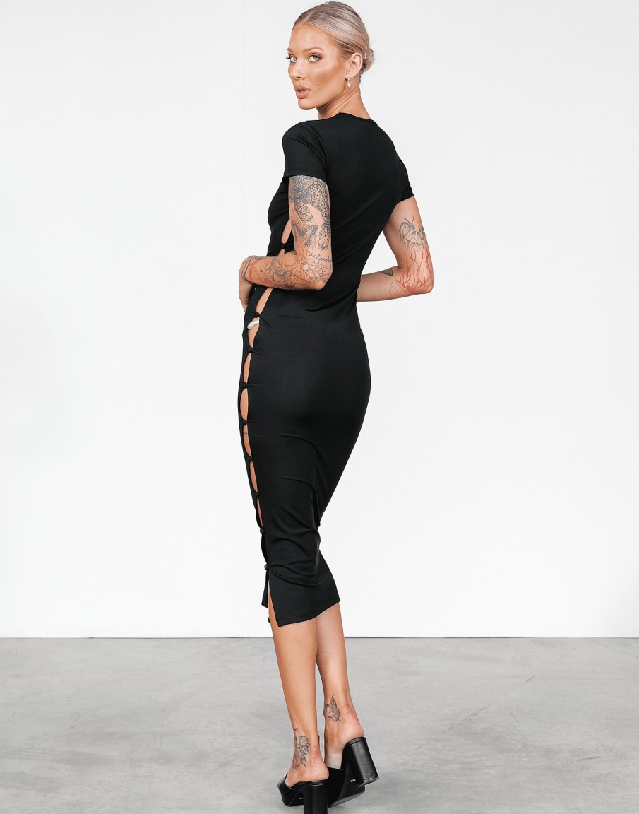 Clothing Lioness Partywear | Brentwood Midi Dress (Black) - By Lioness