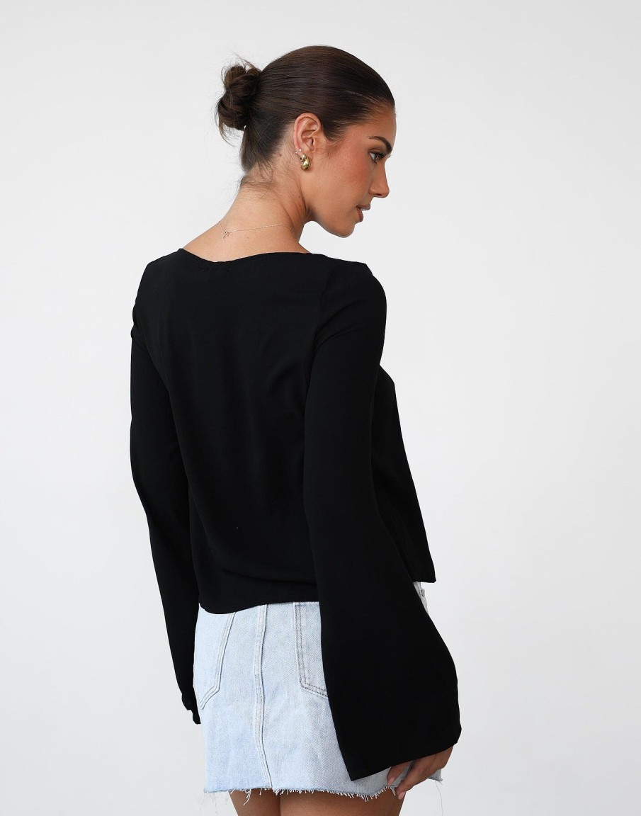 Clothing Charcoal Clothing Long Sleeve Tops | Tahiti Long Sleeve Top (Black)