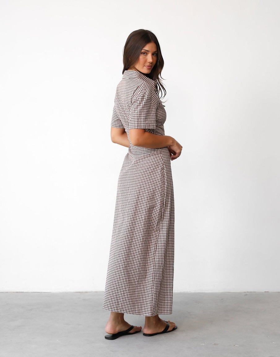 Clothing Charcoal Clothing Maxi Dresses | Lua Maxi Dress (Choc Gingham)