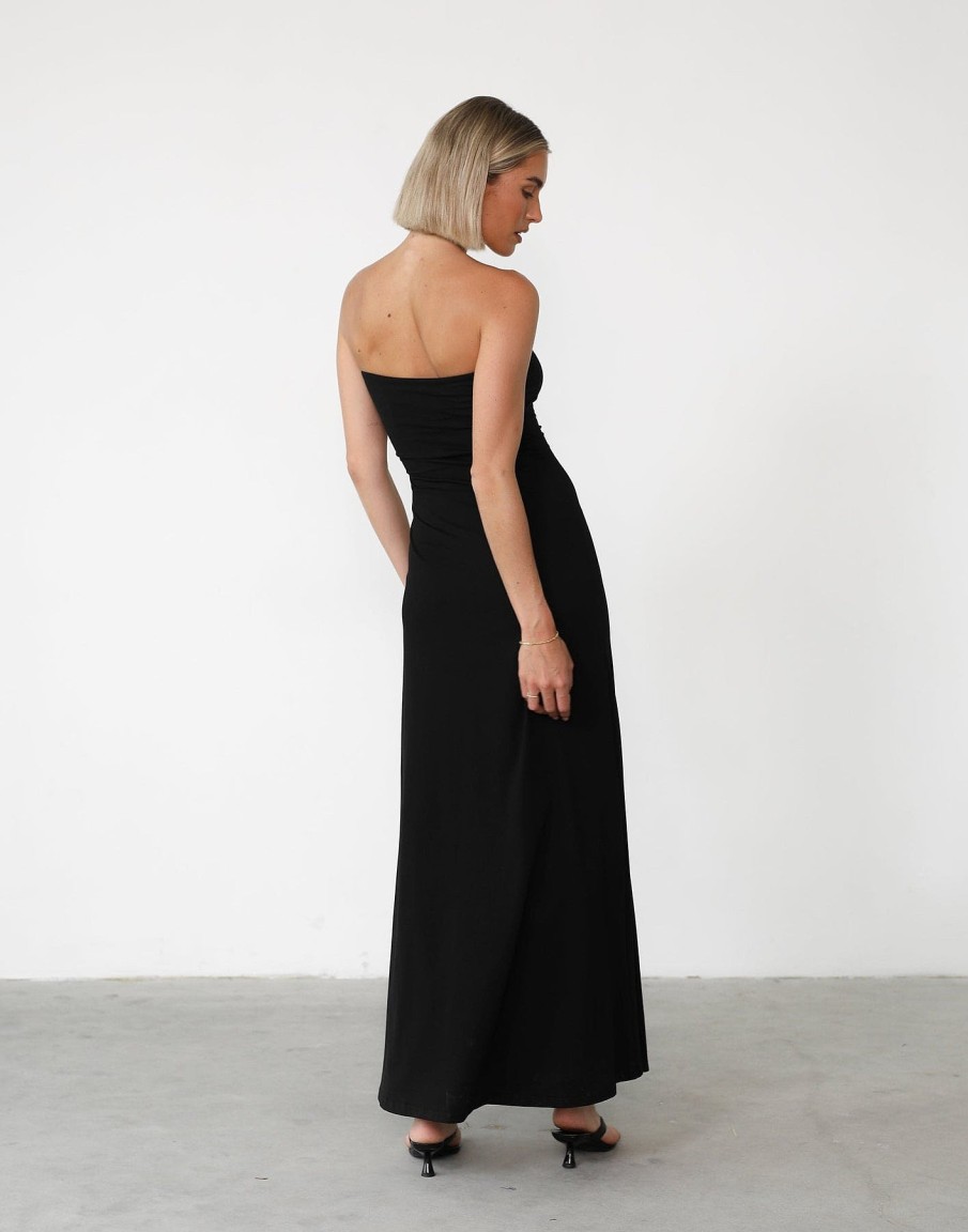 Clothing Charcoal Clothing Partywear | Ada Maxi Dress (Black)