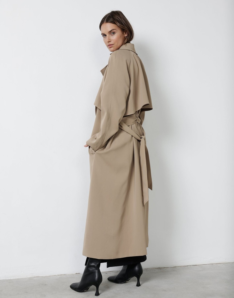 Clothing CHARCOAL Jackets + Coats | Zander Trench Coat (Mushroom)