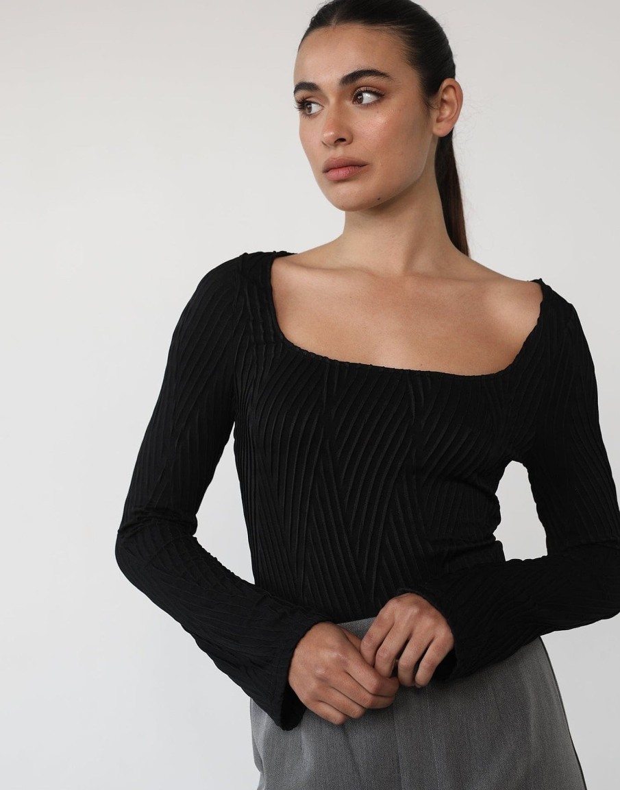 Clothing Style State Bodysuits | Khloe Long Sleeve Bodysuit (Black)