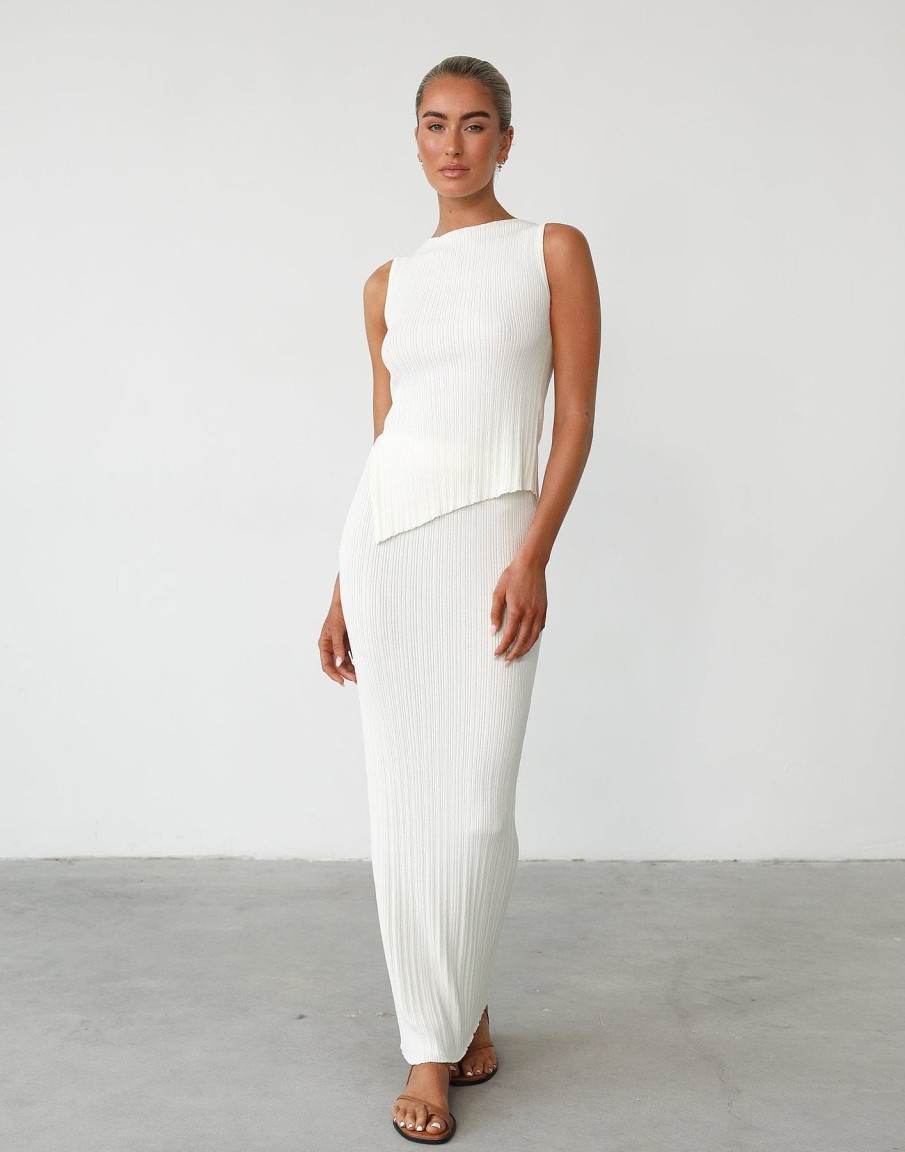 Clothing Qtrend Knitwear | Kienna Maxi Skirt (White)