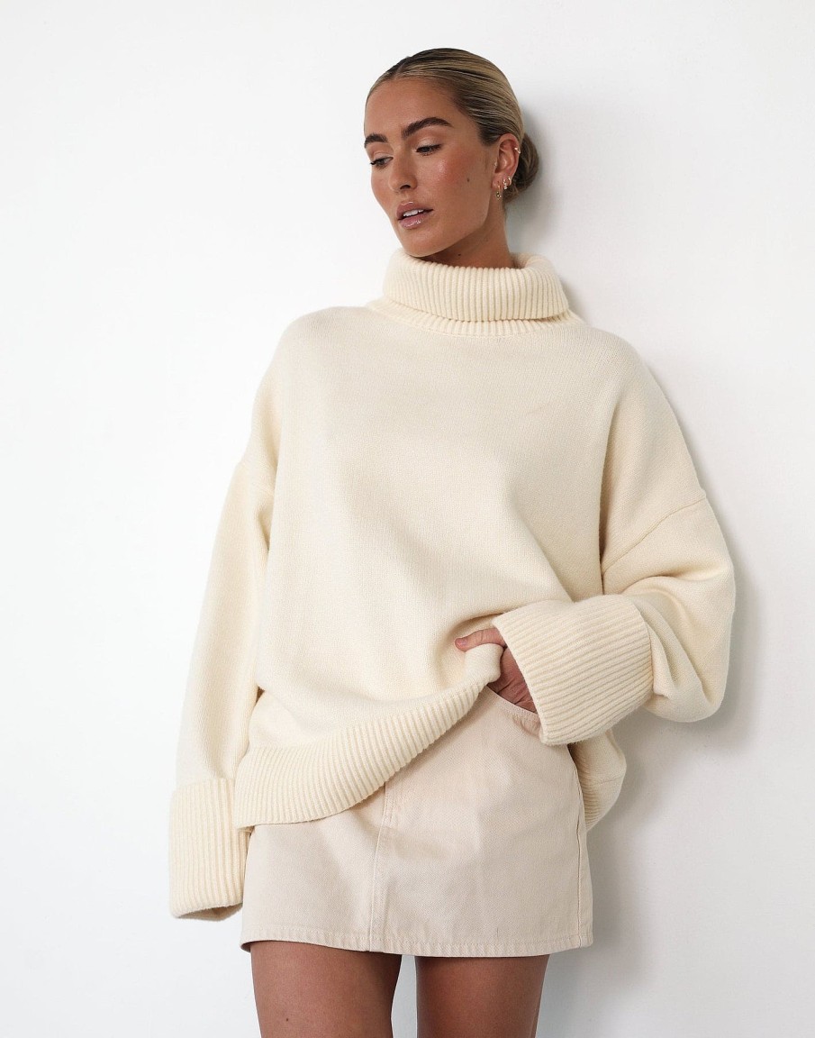 Clothing Charcoal Clothing Knitwear | Heath Knit Jumper (Cream)