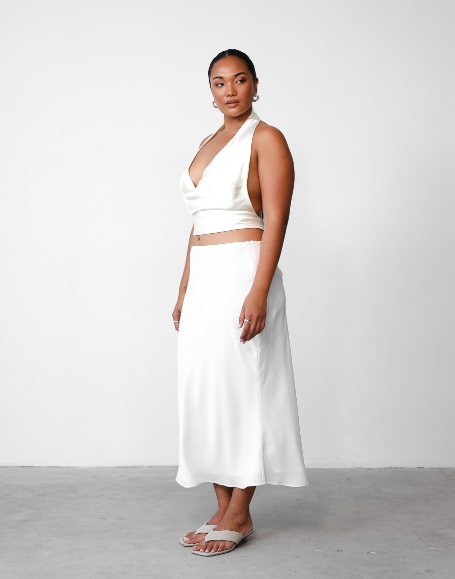 Clothing Charcoal Clothing Partywear | Isla Midi Skirt (White)