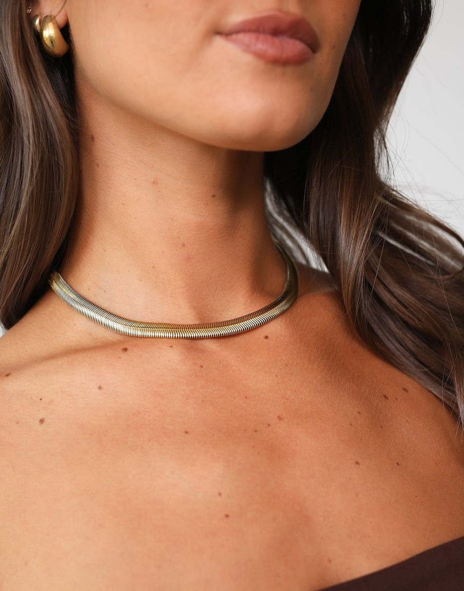 Accessories CHARCOAL Necklaces | Dara Necklace (Gold)