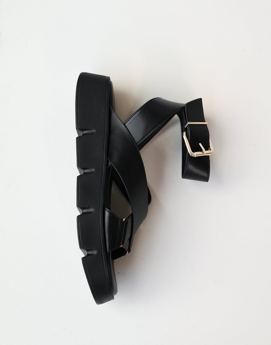 Shoes Therapy | Maze Sandals (Black Smooth Pu) - By Therapy