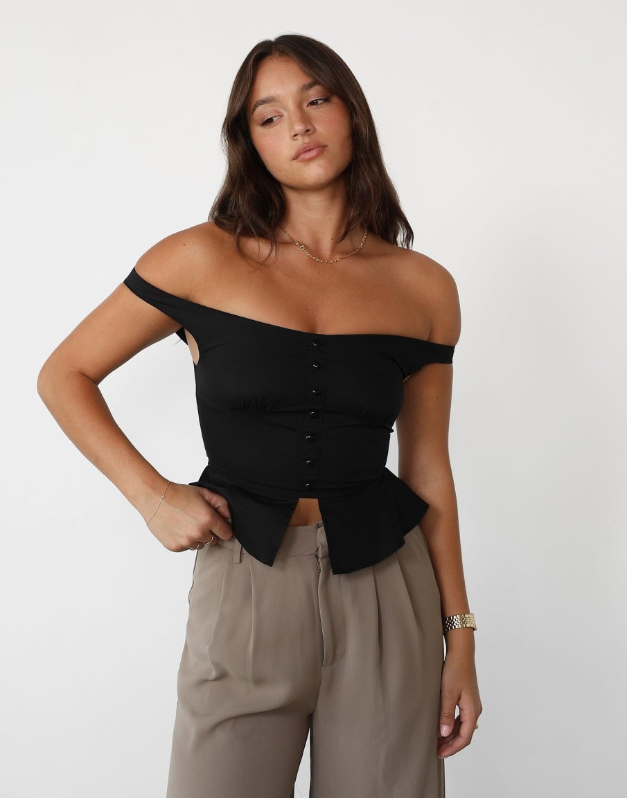 Clothing Lioness Crop Tops | Femme Fatale Top (Onyx) - By Lioness