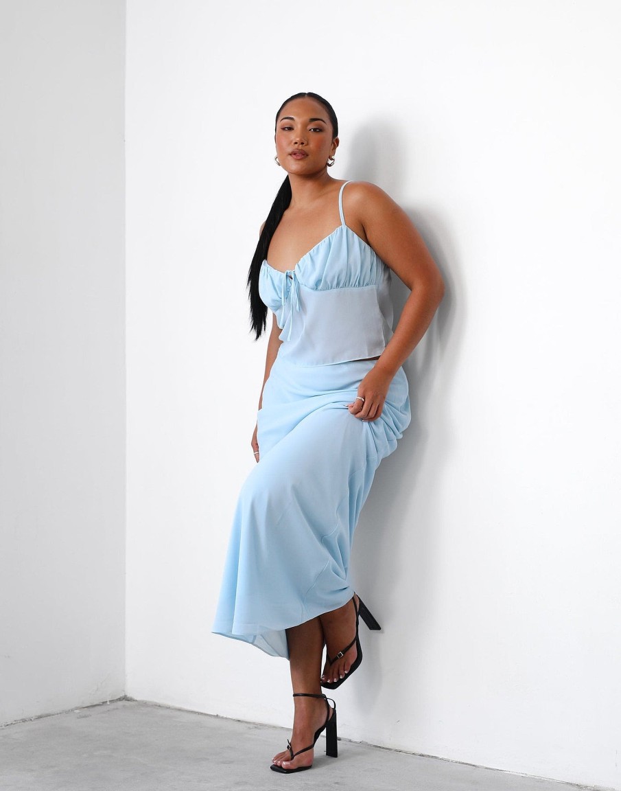 Clothing Charcoal Clothing Partywear | Isla Maxi Skirt (Ice Blue)