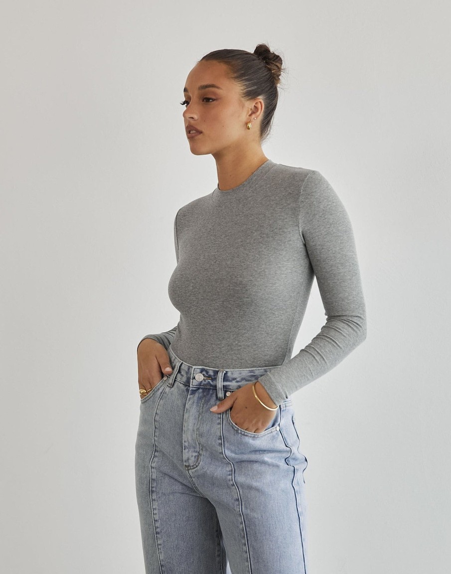 Clothing Qtrend Basics Edit | Wisteria Long Sleeve Bodysuit (Grey)