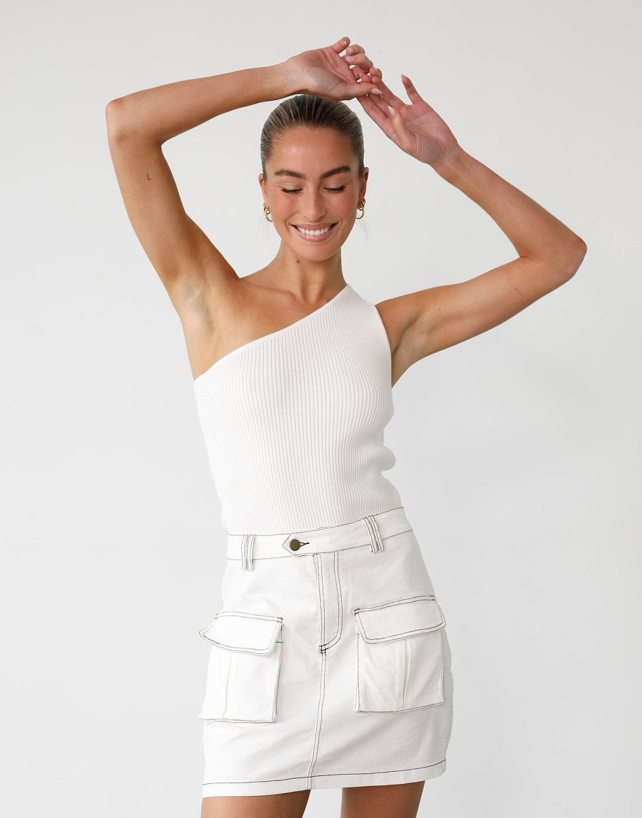 Clothing Q-Trend Crop Tops | Elera Knit Top (White)